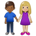 👩🏼‍🤝‍👨🏾 woman and man holding hands: medium-light skin tone, medium-dark skin tone display on Samsung